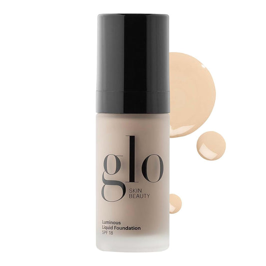 Glo Skin Beauty Luminous Liquid Mineral Foundation Makeup with SPF 18 (Linen) - Improves Uneven Skin Tone, Smooths & Corrects Imperfections, Sheer to Medium Coverage, Dewy Finish | alldaygood beauty