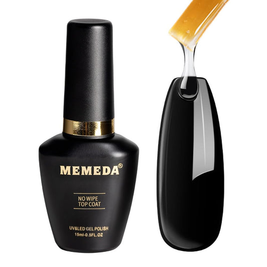 Gel Nail Polish Top Coat, 15ml No Wipe High Gloss Shiny Long Lasting Clear Top Gel for Acrylic Nails, Need U V/LED Lamp for Home DIY and Spring Nail Salon | alldaygood beauty