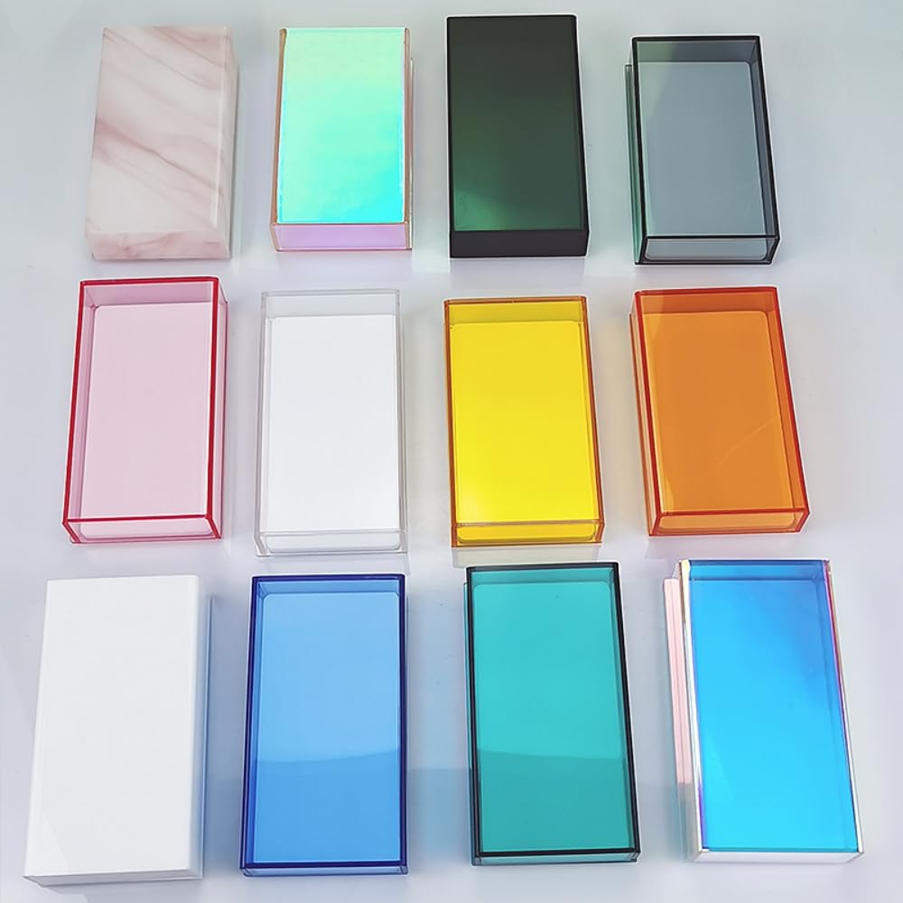 Grafting False Eyelash Acrylic Extension Pallet Organizer, Eyelash Extension Glue Tweezers Plate Makeup Palette, Dustproof Storage Box Display Training Tools Salon (Transparent)