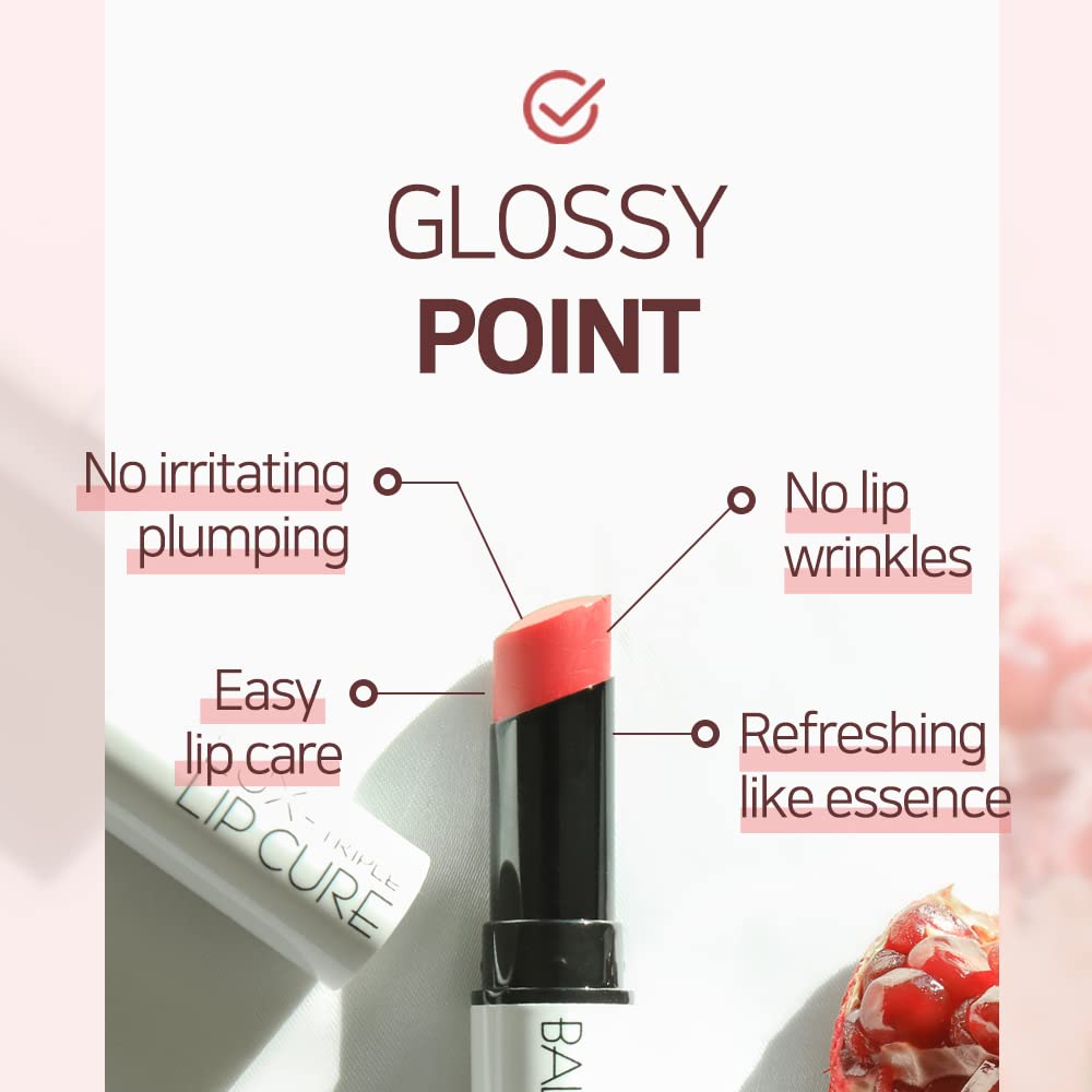 Lux Triple Lip CURE Glossy Balm VENUS (Ruby Red) (0.17oz) 4 million units sold in Korea, Natural Tinted Korean Lip Balm, Petroleum/Paraben Free, Lip Butter,lip balm hydrating