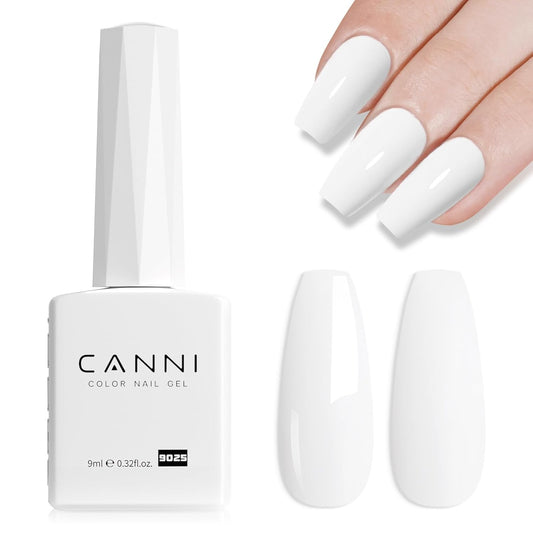 CANNI White Gel Polish – 1 Pc Pure White, High Gloss UV/LED Soak-Off Gel Nail Polish for French Manicure, DIY & Salon Quality for Grils & Women | alldaygood beauty