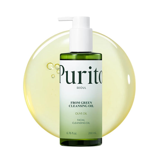 PURITO From Green Cleansing Oil, Fragrance-Free Makeup Remover for Face & Eyes, Gentle Vegan Oil Cleanser for Sunscreen & Waterproof Makeup, Cruelty-Free Korean Skin Care, 6.76 fl.oz / 200ml | alldaygood beauty