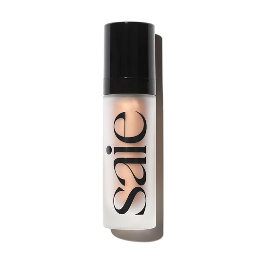 Saie Glowy Super Gel - Hydrating Makeup Primer and Illuminating Glow Serum Enriched with Vitamin C and Squalane Oil - All-Over Liquid Highlighter Makeup for Instant Glass Skin - Sunglow (1 oz) | alldaygood beauty