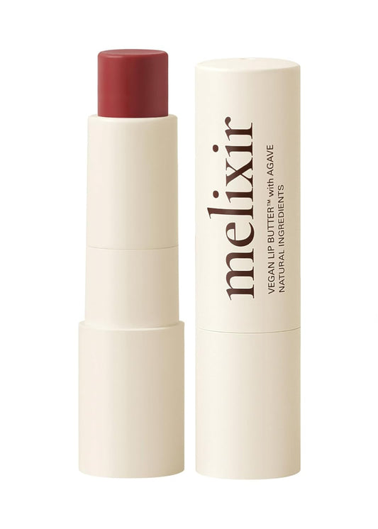 Melixir Vegan Lip Butter (12 Colors), Hydrating Tinted Lip Balm Stick, Bee-Free, Petrolatum-Free, Plant-Based, Moisturizes Dry & Chapped Lips With Shea Butter, Sheer, Natural Finish - #02 Nudy Rose