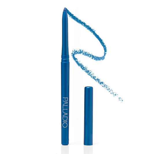 Palladio Retractable Waterproof Eyeliner, Richly Pigmented Color and Creamy, Slip Twist Up Pencil Eye Liner, Smudge Proof Long Lasting Application, All Day Wear, No Sharpener Required, Ocean Blue | alldaygood beauty