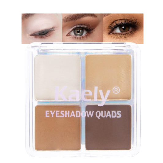 Kaely Powder Eyeshadow Quad, Light-Medium Matte Eyeshadow Palette Makeup, Neutral Eye Shadow Palette for Older Women Pigmented Waterproof, sombras para ojos, Blendable, Cruelty-free, 16 | alldaygood beauty
