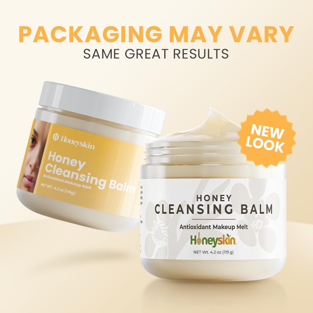 Honey Cleansing Balm Makeup Remover - Face and Eye Makeup Remover for Sensitive Skin Face Wash - Hydrating Facial Cleanser and Gentle to Face Makeup Melting Balm (4oz)