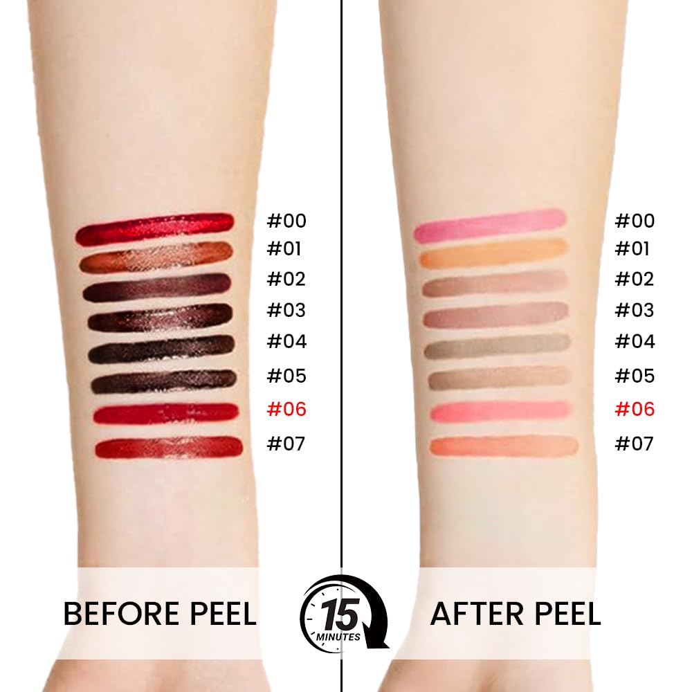 2Pcs Peel Off Matte Lip Gloss Stain-Lip Liner Tattoo with Tweezer, Long Lasting & Waterproof Delicate Peel Off Lip Stain, Transfer-Proof Lip Gloss for All Skin (03+06 2Pcs)