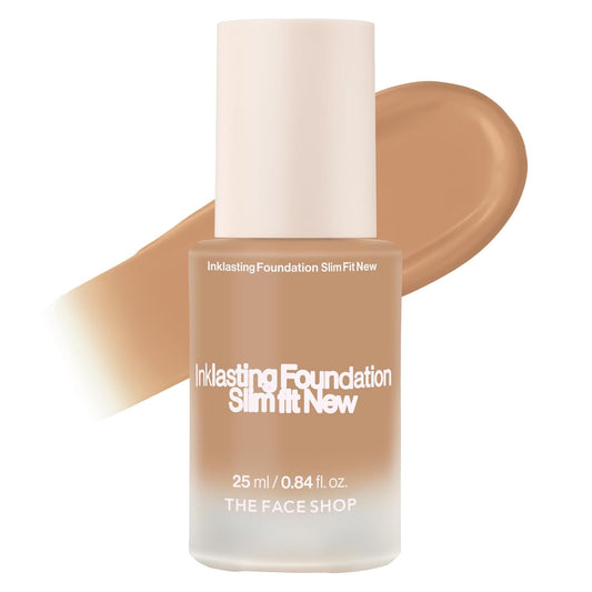 THE FACE SHOP Ink Lasting Liquid Foundation, Full Coverage, 72‑Hour Wear Semi‑Matte Finish, Makeup with Bakuchiol, N320 Chestnut, 0.84 Fl. Oz. | alldaygood beauty
