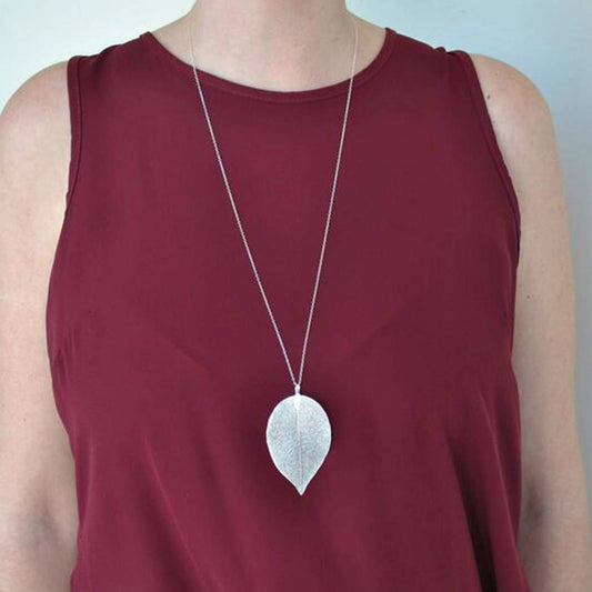 Simple Long Necklace Chain Leaf Pendant Necklaces Leaves Gold Jewelry Chains for Women and Girls