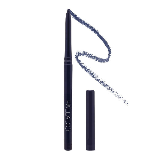 Palladio Retractable Waterproof Eyeliner, Richly Pigmented Color and Creamy, Slip Twist Up Pencil Eye Liner, Smudge Proof Long Lasting Application, All Day Wear, No Sharpener Required, Deep Blue | alldaygood beauty