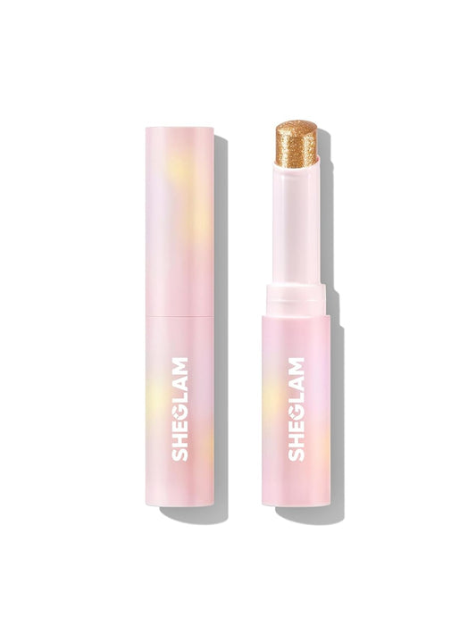 SHEGLAM Crystal Jelly Glaze Stick Eye Shadow Stick Eyeliner Brightener Pencil Crayon with Brush Easy to Blend Long Lasting Shimmer Eyeshadow-Golden Girl | alldaygood beauty