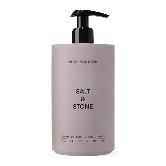 Salt & Stone Body Lotion for Women & Men| Scented Daily Body Lotion | Hydrates, Nourishes & Softens Skin | Restores Dry Skin | Fast-Absorbing | Cruelty-Free & Vegan (450 ml) (Black Rose & Oud) | alldaygood beauty