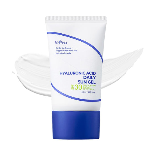 ISNTREE Hyaluronic Acid Daily Sun Gel 50ml, 1.69 fl oz | SPF 30 | Korean Skincare | Moisturizing | No White Cast | Lightweight | Mild Formula | Daily SPF | Korean Sunscreen | Broad Spectrum | alldaygood beauty