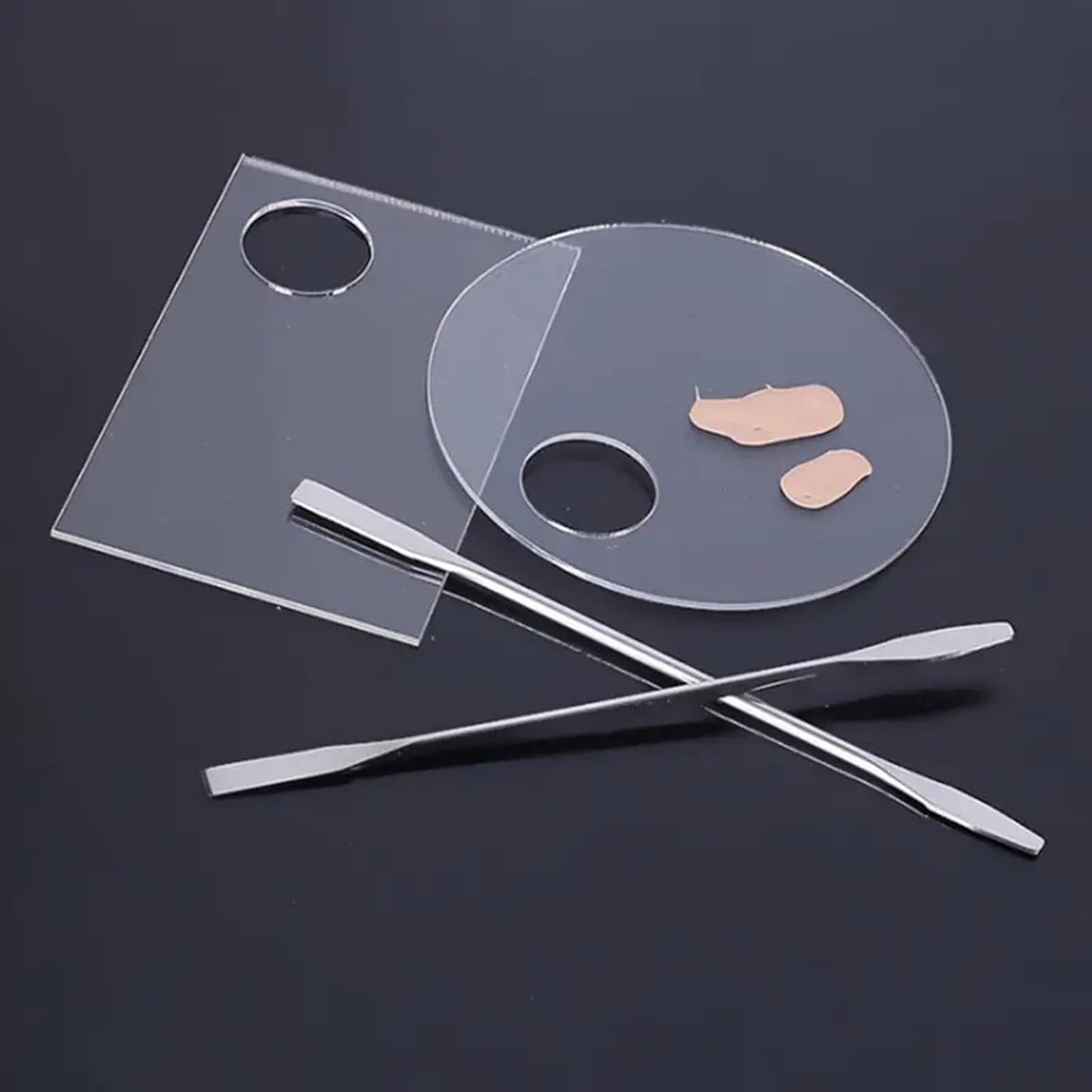 6 Pcs Makeup Mixing Palette Makeup Palette Tray Foundation Mixing Palette Acrylic Palette Foundation Palette Included Makeup Spatula Tool for Foundation Pigment Blending (White)