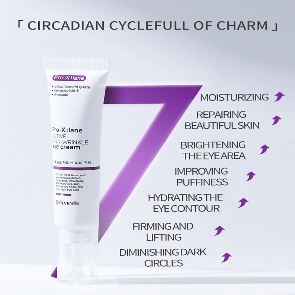 DEleventh Korean Brand Pro-Xilane Active Anti-Wrinkle Eye Cream 20g / Anti-Aging, Anti-Oxidation, Fade Fine Lines, Reduces Wrinkles, Dark Circles & Puffiness for Youthful, Bright Eyes