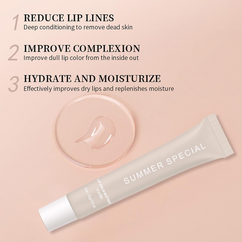 Summer Ultra-Hydrating Lip Butter Balm – Natural Vegan Lip Balm for Instant Moisture, Shine & Hydration – Sheer-Tinted, Soothes & Softens Dry Lips,Bálsamo labial hidratante #1 Vanilla 0.5 Fl Oz