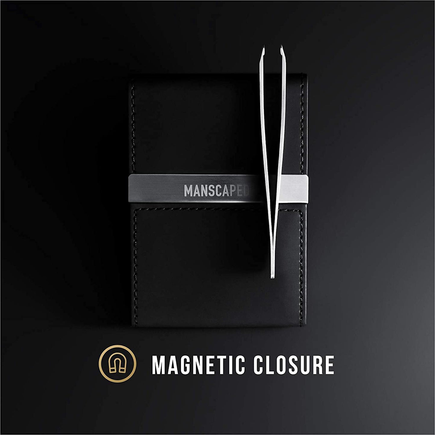 MANSCAPED® Shears 2.0 Tempered Stainless Steel Men's Nail Kit, Fingernail Clippers, Safety Scissors, Tweezers and Nail File, Travel Manicure Pedicure Set, 4-Piece Luxury Grooming Kit with Compact Case