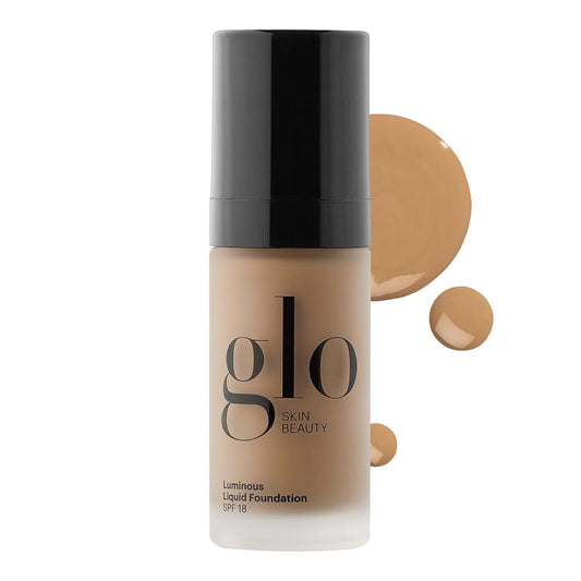 Glo Skin Beauty Luminous Liquid Mineral Foundation Makeup with SPF 18 (Brûlée) - Improves Uneven Skin Tone, Smooths & Corrects Imperfections, Sheer to Medium Coverage, Dewy Finish | alldaygood beauty