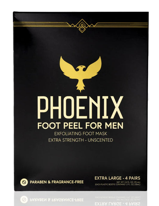 (Pack of 4) Phoenix Foot Peel for Men - Extra Large - Extra Strength - Exfoliating Dry Feet Treatment - Callus Remover - Unscented - Paraben and Fragrance Free | alldaygood beauty