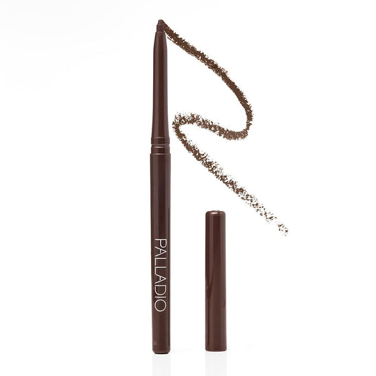 Palladio Retractable Waterproof Eyeliner, Richly Pigmented Color and Creamy, Slip Twist Up Pencil Eye Liner, Smudge Proof Long Lasting Application, All Day Wear, No Sharpener Required, Black Brown | alldaygood beauty