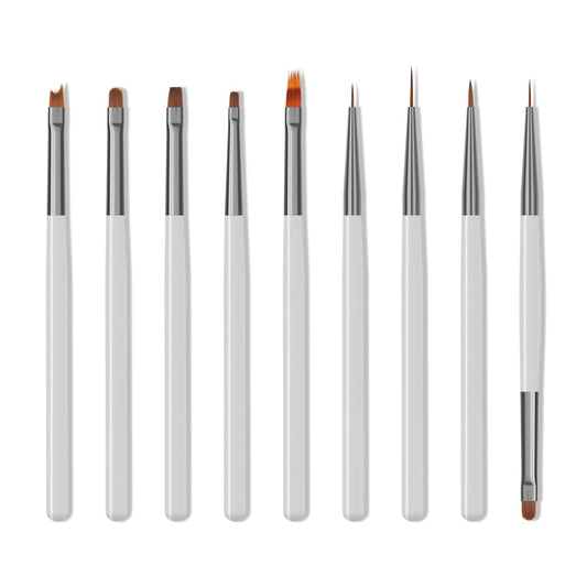 Nail Art Brushes Set, 9pcs Nail Design Painting Brushes, Professional Nail Art Design Brushes, Nail Fine Liner Brushes,Gray