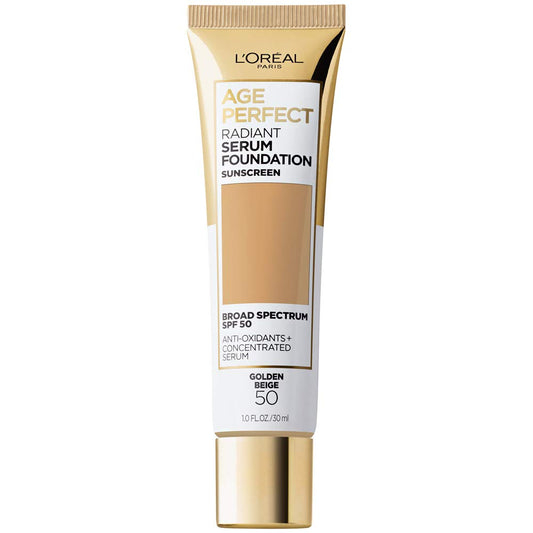 L'Oreal Paris Age Perfect Radiant Serum Foundation with SPF 50, Golden Beige, 1 Ounce