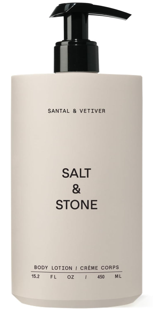 Salt & Stone Body Lotion for Women & Men| Scented Daily Body Lotion | Hydrates, Nourishes & Softens Skin | Restores Dry Skin | Fast-Absorbing | Cruelty-Free & Vegan (450 ml) (Santal & Vetiver) | alldaygood beauty