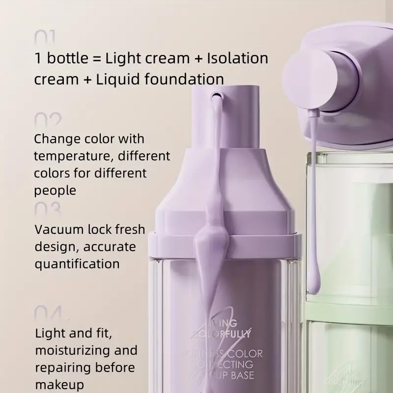 ZEESEA Purple Illuminating Face Primer for Brighten, Base Skin Color Correcting Primer for Poreless, Makeup Application & Hydrating Tinted Glow, Cruelty-Free Long Lasting Power Grip Formula, 1.06 Oz