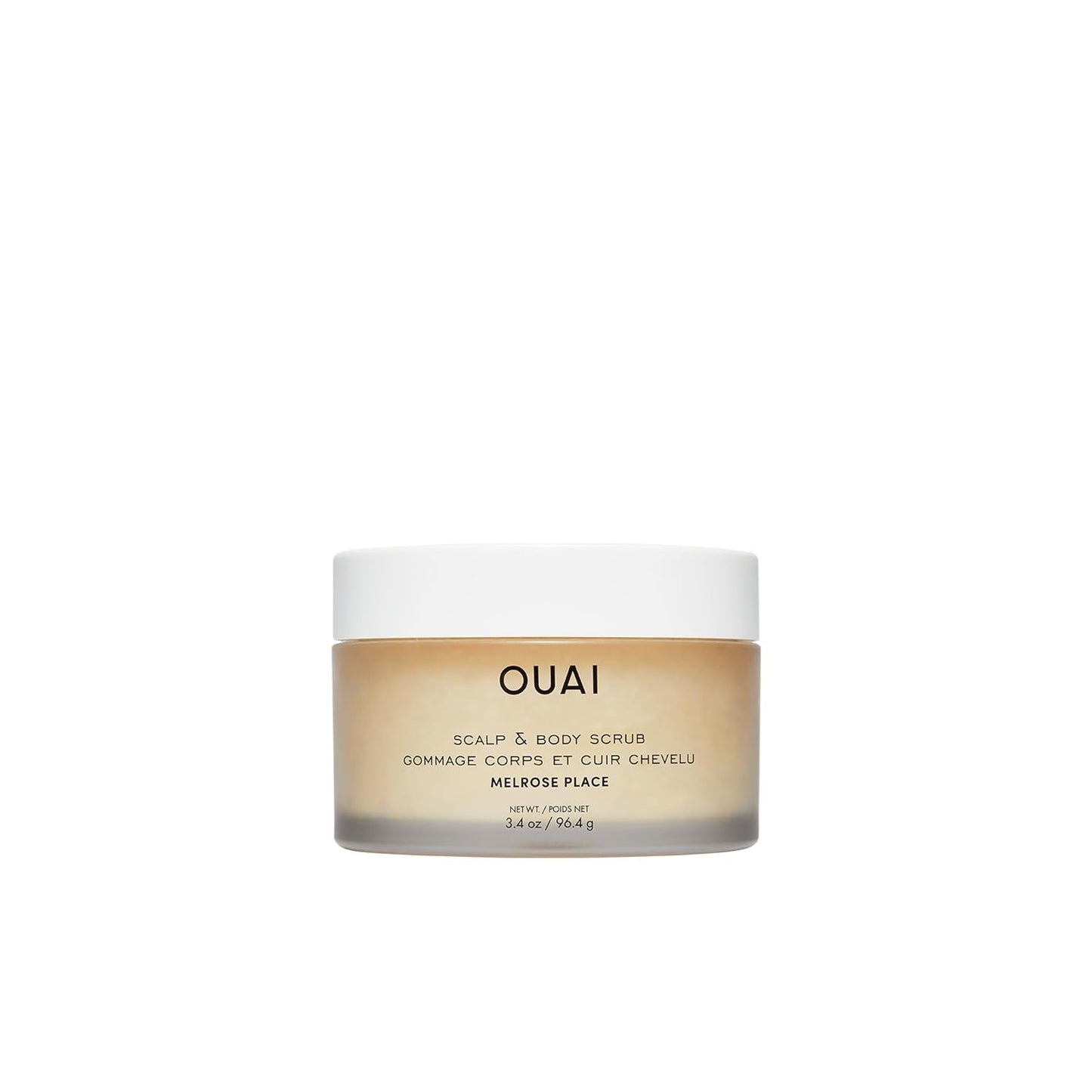OUAI Scalp & Body Scrub Travel Size, Melrose Place - Exfoliating Body Scrub with Sugar & Coconut Oil Blend for Smooth, Moisturized Skin - Gentle for Removing Product Build Up (3.4 Oz)