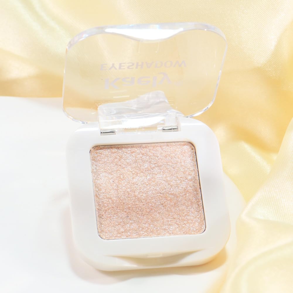 Kaely Pressed Single Eyeshadow Makeup, Pearl White Glitter Highly Pigmented Monochrome Eye Shadow Palette, Waterproof Neutral Powder Mini Eyeshadow, sombras para ojos, Lightweight Blendable, 12