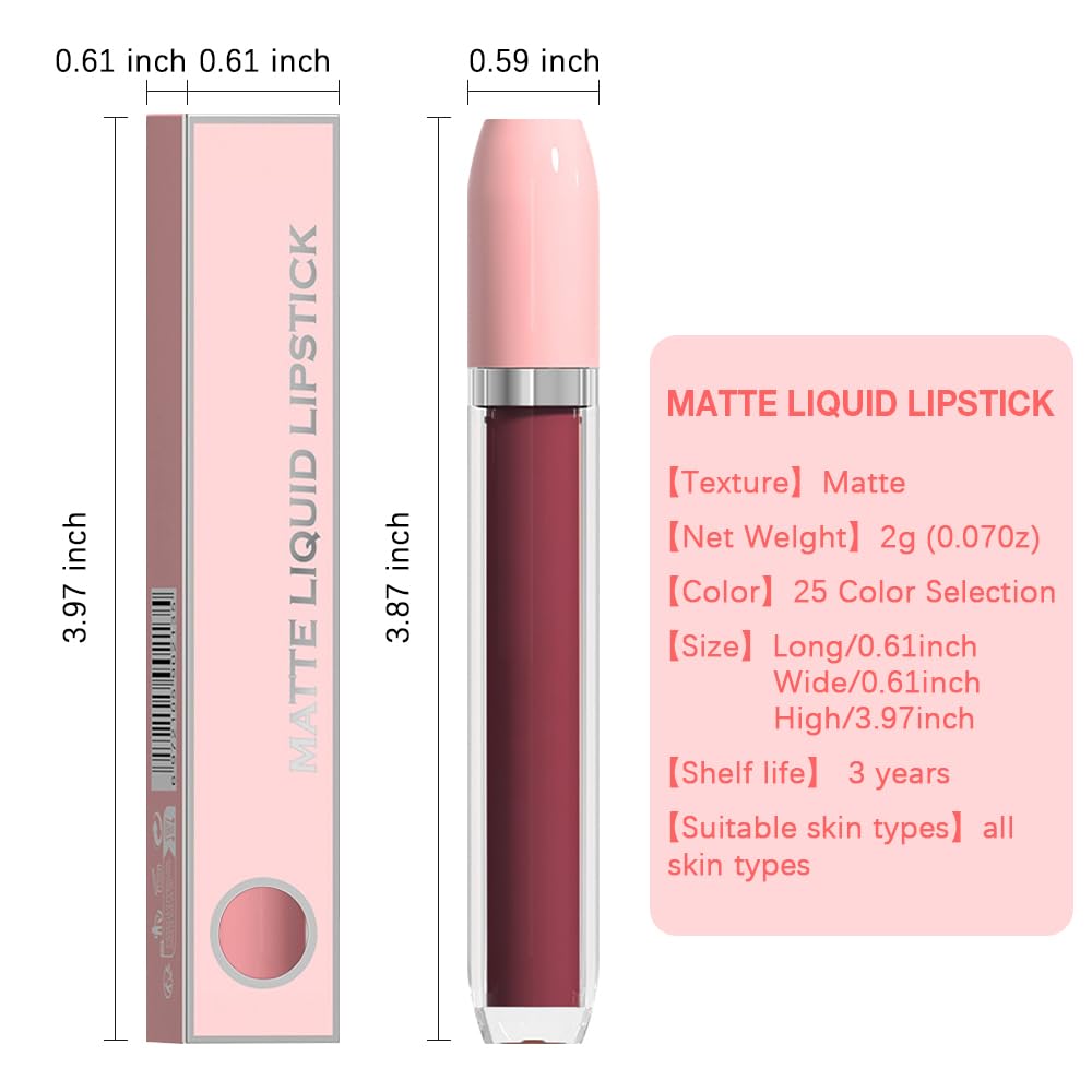 BINGBRUSH Super Matte Longwear No-Budge Stay On Smudge Proof Liquid Lipstick Long Lasting Makeup for Women,Highly Pigmented Color and Instant Shine, Cheeky