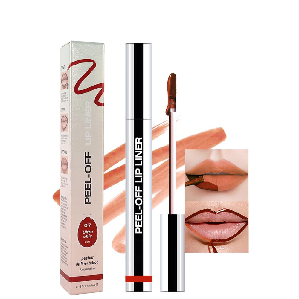 Matte Liquid Lip Stain Peel Off Lip liner Tattoo, Orange Red Matte Peel Off Lip Stain, Long Lasting Waterproof Lipstick Lip Gloss Stain, Transfer-proof for All Skin Types, 0.12 fl oz 07#