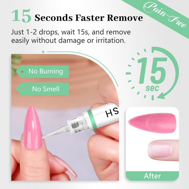 Nail Glue Remover for Press on Nails, 2025 Upgraded 2 In 1 Stick & Remover Pen Design, Not for Gel Polish Base Coat, Quick Gentle Removal Fake Nail Tips Press Ons, 2pcs*5ml