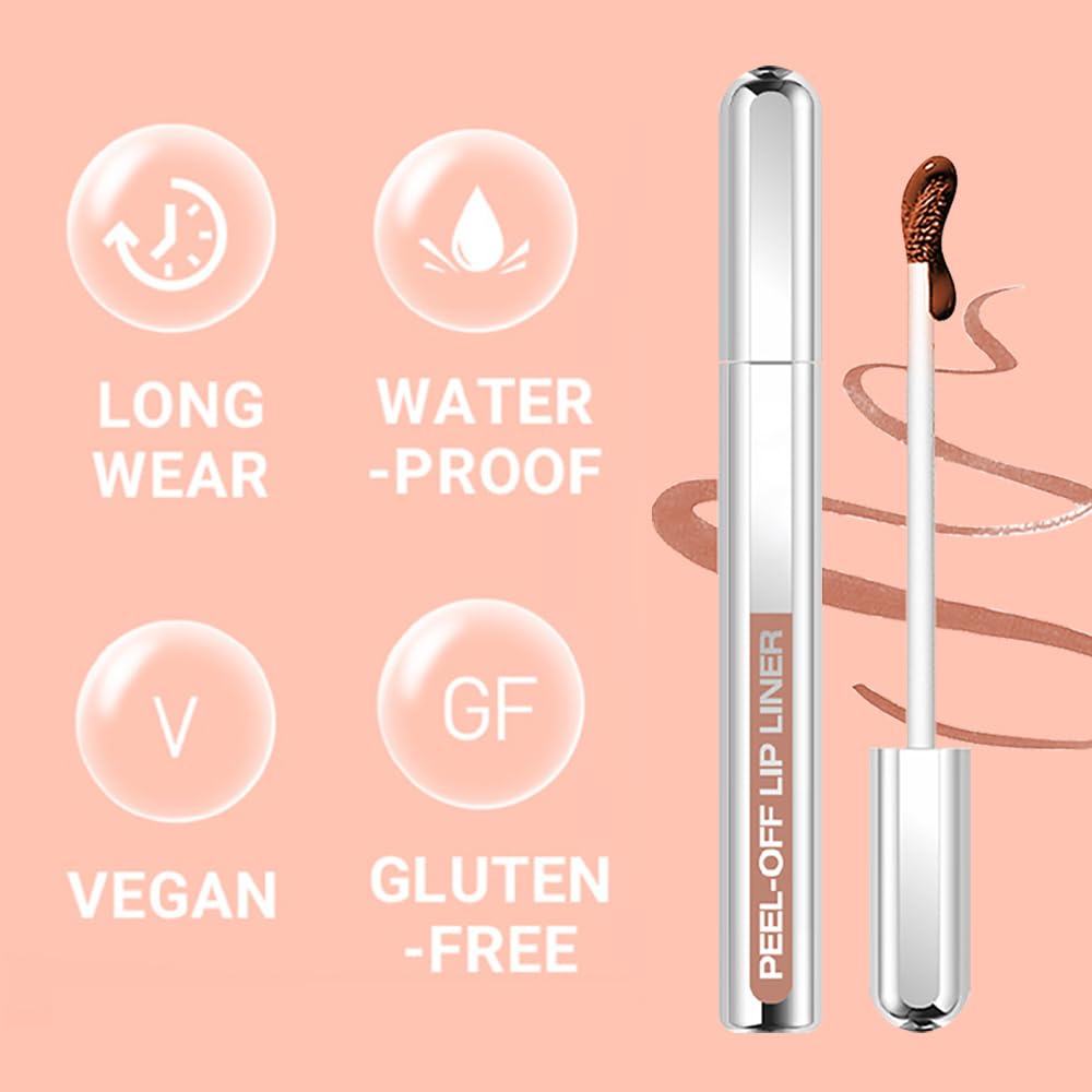 3 Colors Peel Off Lip Liner Stain Kit, Long Wear Matte Lip Tint Stain Set with Tweezer for Women, Waterproof Transfer Proof Highly Pigmented Peel Off Liquid Lipstick for All Skin Types (#1,2,3)
