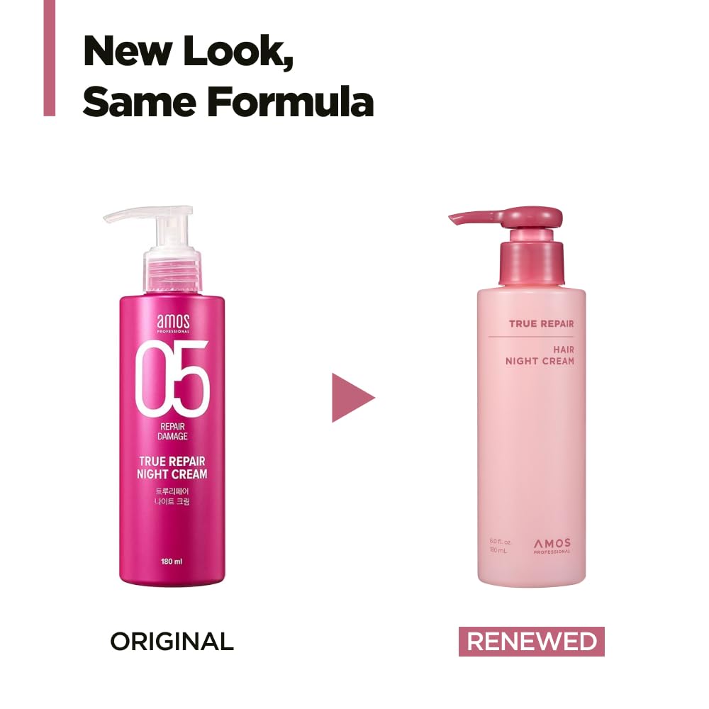 AMOS PROFESSIONAL True Repair Hair Night Cream l Overnight Hair Leave-in Conditioner, Hydrating & Deep Conditioning for Dry and Damaged Hair, 6.0 fl. oz.