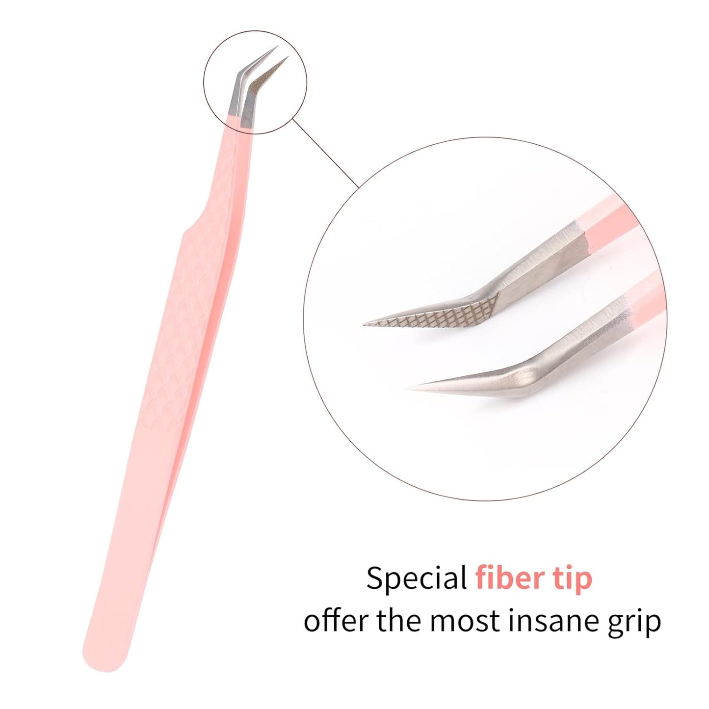 Professional Lash Extension Tweezers - Curved Fiber Tip Eyelash Tweezers for Volume Fans