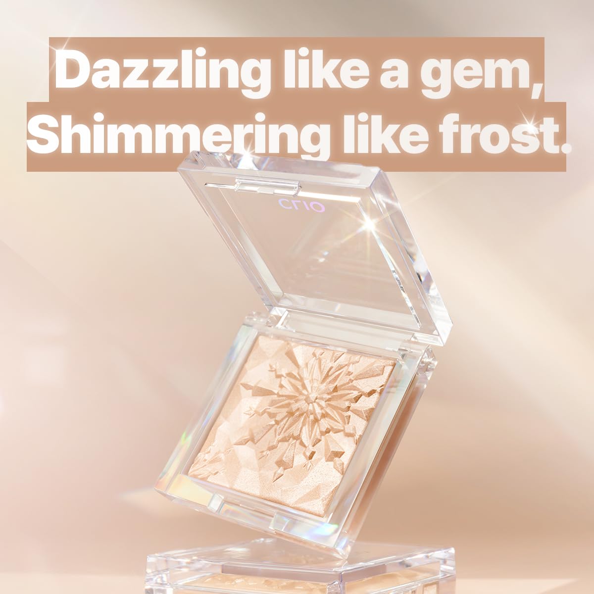 CLIO Prism Highlighter makeup, High Glossy Face Illuminator, Pearl Shimmer Smooth Baked Powder, Glitter Long- Lasting (6 Colors) (03 Frozen Crystal, One Size)
