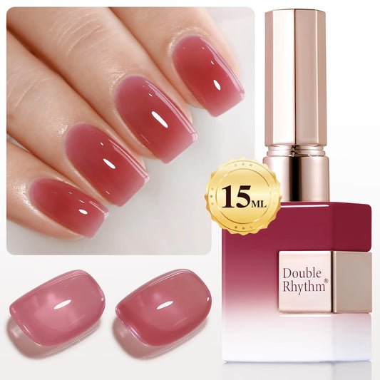 Double Rhythm 0.50 OZ Translucent Gel Polish Same Color Same Bottle Sheer Pastel Neutral Natural Milky 15 ML Jelly UV Nail Art DIY at Home (Deep Purple Pink-A1513) | alldaygood beauty