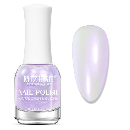 MIZHSE Quick Dry Mermaid Pearl Nail Polish, Purple Aurora Effect Nail Polish 15Ml, Fingernail and Toenail Polish Glossy Long Lasting Home DIY Nail Art Gift | alldaygood beauty