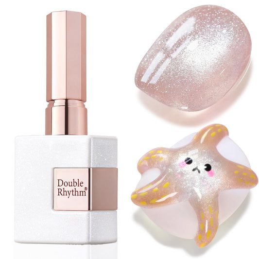 Double Rhythm Cat Eye Gel Polish with Magnet 15ML Holographic Glitter Shimmer Translucent Jelly Color 0.5 OZ Magnetic Gel Polish Salon DIY at Home (Nude-MC1020) | alldaygood beauty