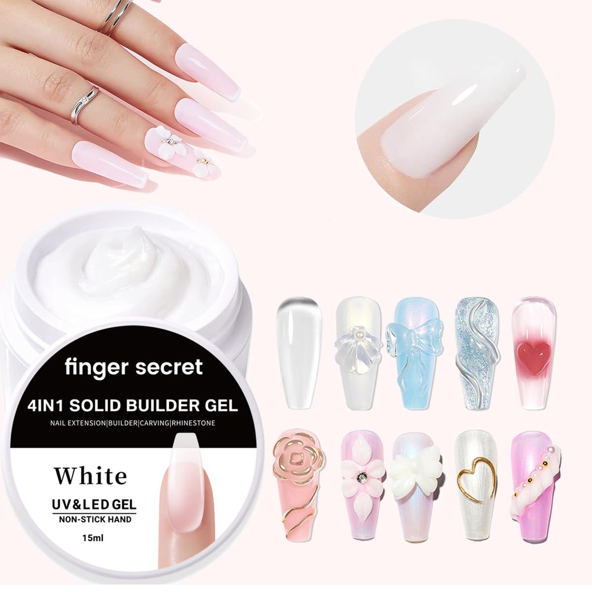 Solid Builder Gel for Nails Hard Gel 3D White Nude Pink Clear Colors for Nail Extension DIY Nail Kit 60ml