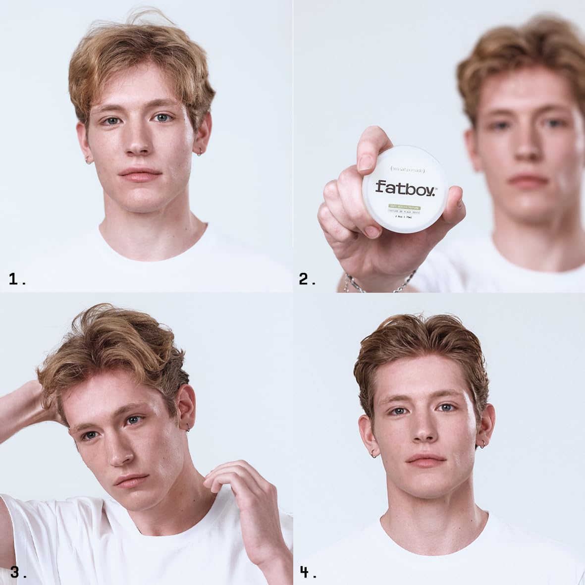 Fatboy Sea Salt Hair Pomade with Coconut Oil & Shea Butter, Lightweight Hold for Texture, Styling & Shine, Tousled Beach Waves Finish, Hair Care for All Hair Types, Paraben Free, Color Safe, 2.6 Oz