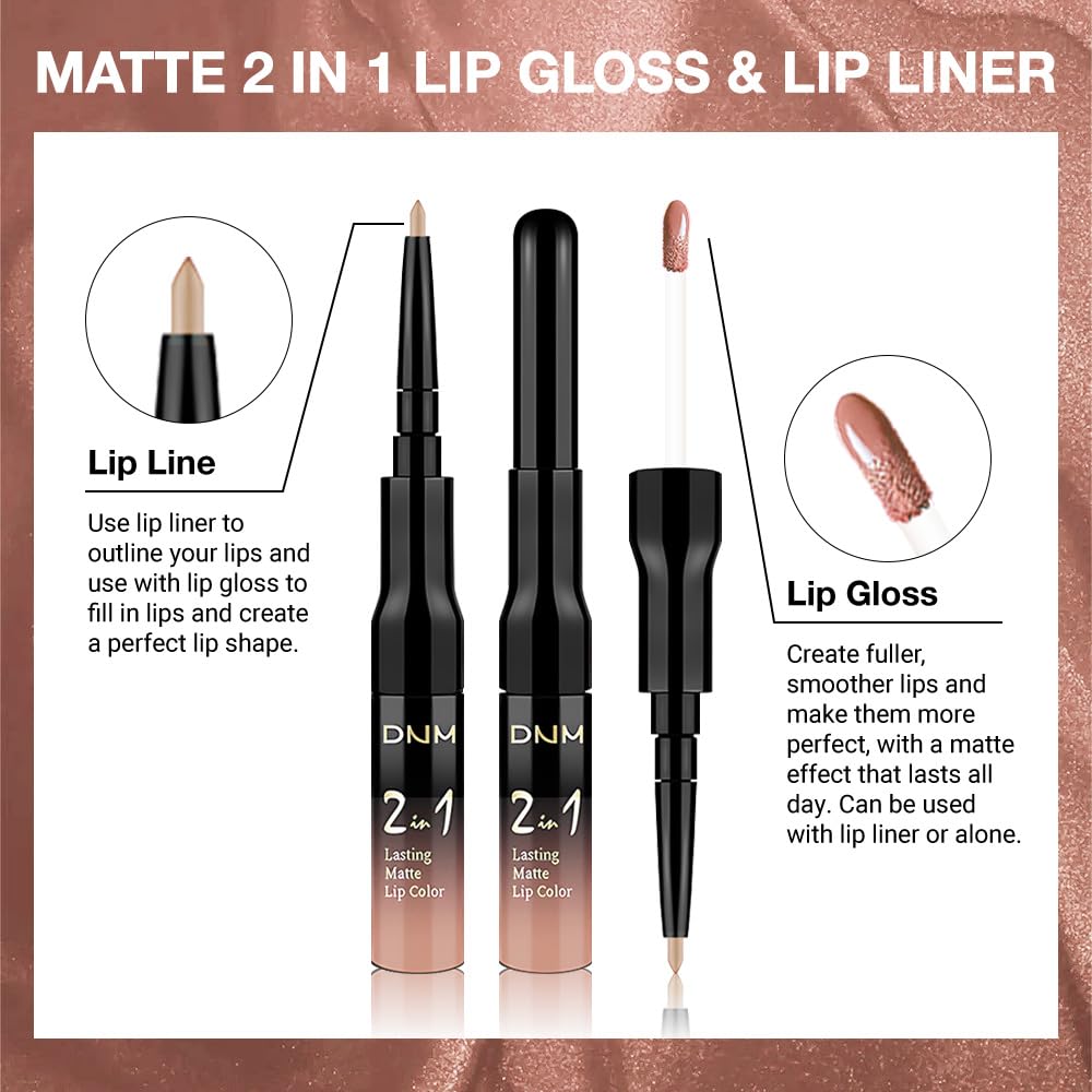 Kaely 2-in-1 Matte Lipstick and Lip Liner, Liquid Lip Stain Makeup for women Long Lasting Waterproof Smudge Proof, labiales matte mate larga duracion listip 24 hours originales, 56 Bright Nude