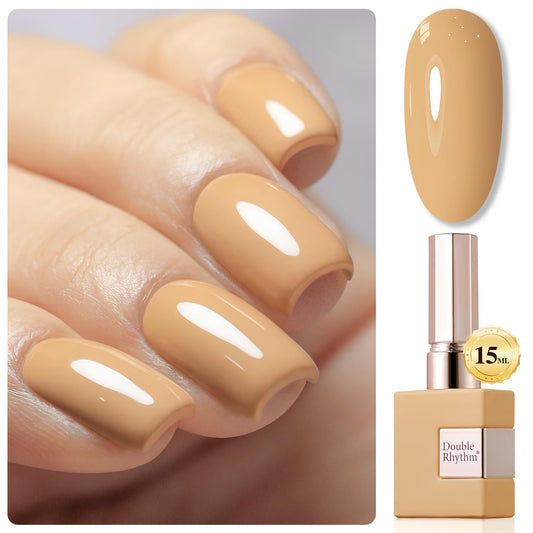 Double Rhythm 0.50 OZ Nude Gel Polish Same Color Same Bottle Sheer Pastel Neutral Natural Milky 15 ML Jelly UV Nail Art DIY at Home (Earth Beige-A1442) | alldaygood beauty