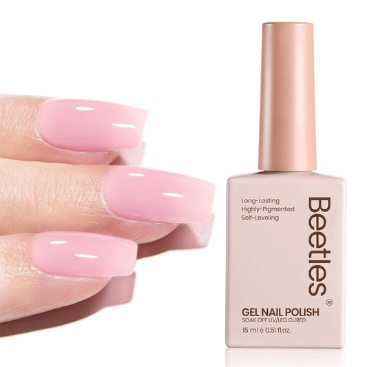 Beetles Nude Gel Nail Polish - 15ml Nude Pink Natural Gel Polish Nail Concealer Ballet Pink Jelly Gel Polish Sheer Translucent Soak Off UV Nail Art DIY Salon Home Manicure Gift for Girls Women | alldaygood beauty