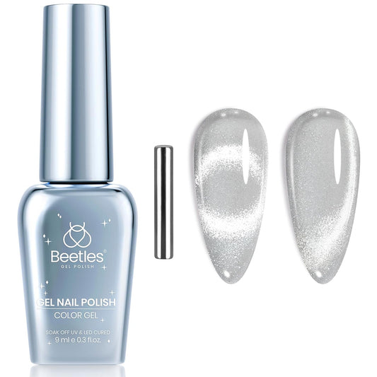 Beetles Cat Eye Gel Nail Polish, 1 Pcs 9ml Sliver Glitter Cat Eye Sliver Dreamscape with Magnet Soak Off LED Nail Manicure DIY Art Home Salon Gifts for Women | alldaygood beauty