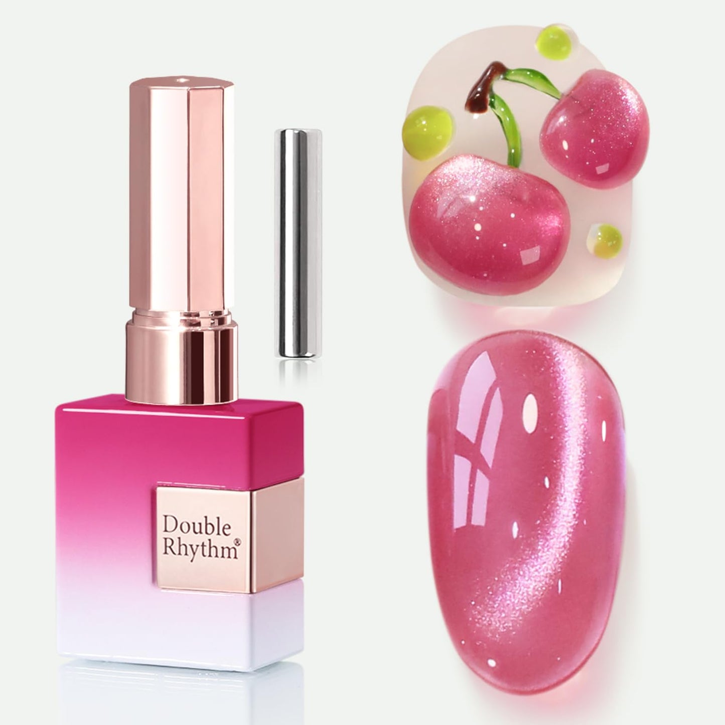 Double Rhythm 0.5 OZ Cat Eye Gel Polish with Magnet 15ML Holographic Glitter Shimmer Translucent Jelly Color Magnetic Nail Polish Salon DIY at Home (Peach Purple-MC1208)