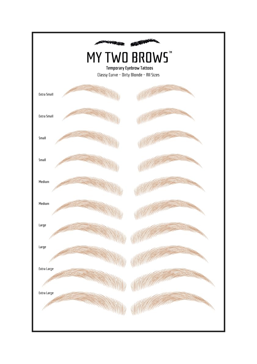 (10 pairs) Dirty Blonde Temporary Eyebrow Tattoo - Extra Small Size - Waterproof & Smudgeproof - Classy Curve Style Eyebrow Stickers - Sheet Lasts up to 30 Days - Won't Work on Existing Brows