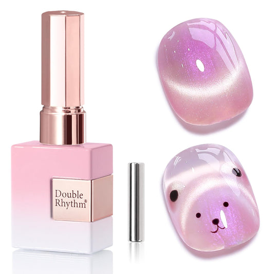 Double Rhythm 0.5 Oz Cat Eye Gel Polish with Magnet Same Color Same Bottle Holographic Glitter Shimmer Translucent Color Salon 15 ML Magnetic Nail Art (Mermaid Purple-MC1172) | alldaygood beauty